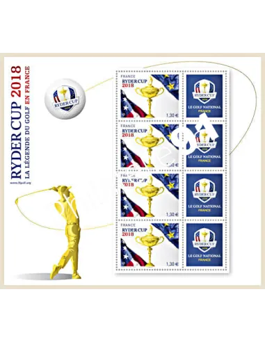 Mini feuille Ryder Cup 2018,La légende du golf, timbres France
