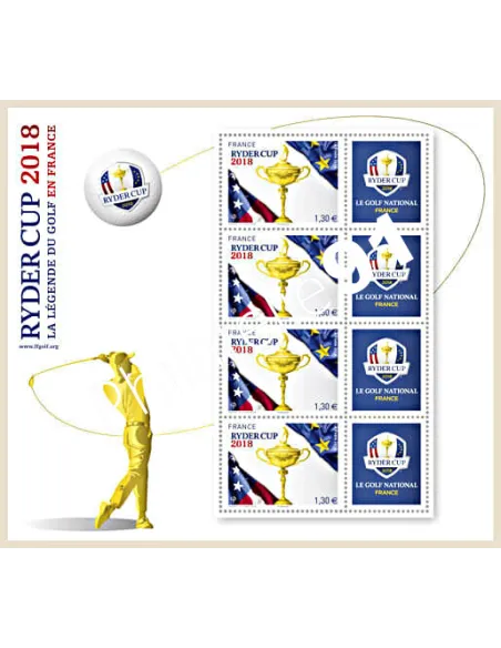Mini feuille Ryder Cup 2018,La légende du golf, timbres France