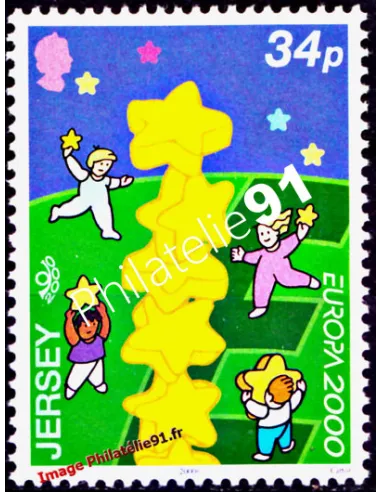 JERSEY - n°  922 - EUROPA 2000 - Colonne d'étoiles européennes