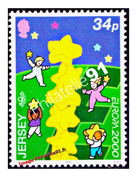 JERSEY - n°  922 - EUROPA 2000 - Colonne d'étoiles européennes