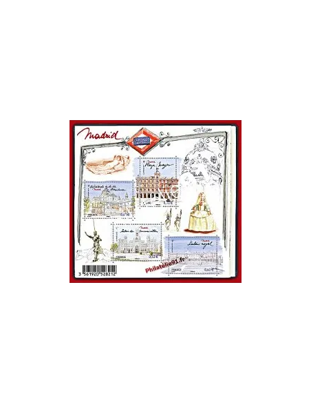 Bloc de 4 timbres : Capitales européennes, Madrid (Espagne)