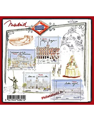 Bloc de 4 timbres : Capitales européennes, Madrid (Espagne)