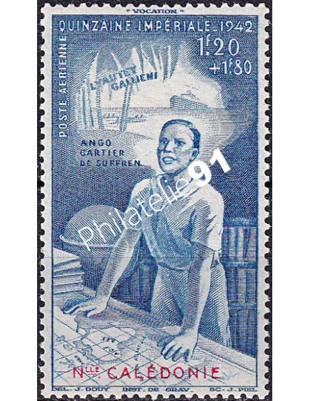 NOUVELLE CALEDONIE, PA n° 38 charnière, collection timbres colonies