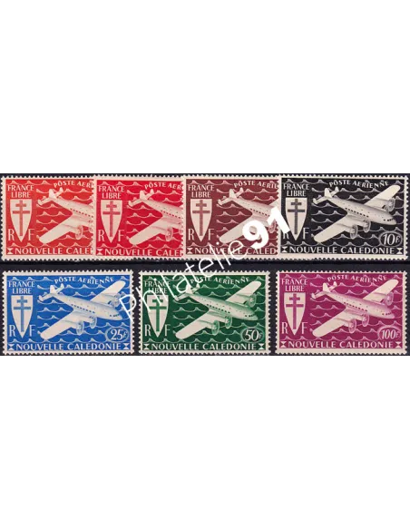 NOUVELLE CALEDONIE, PA n° 46 à 52 charnière, collection timbres colonies