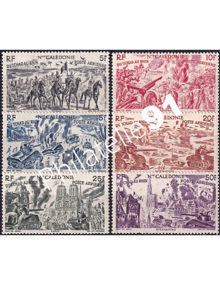 NOUVELLE CALEDONIE, PA n° 55 à 60 charnière, collection timbres colonies