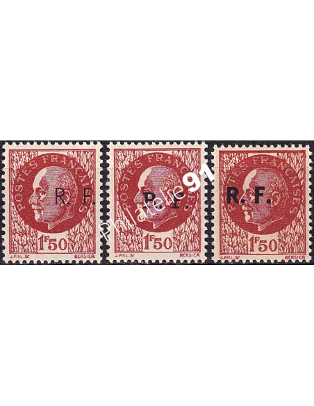 Libération de Bordeaux n° 6, les 3 surcharges, timbres France