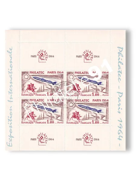 Demi bloc-feuillet n° 6 oblitéré, "Philatec 1964", timbres France