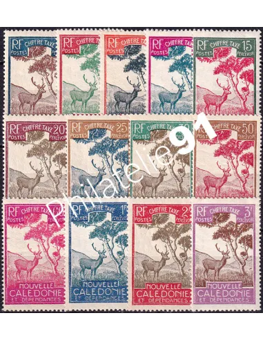 Nouvelle Calédonie, timbres-taxe n° 26 à 38 charnière, Timbres Colonies françaises