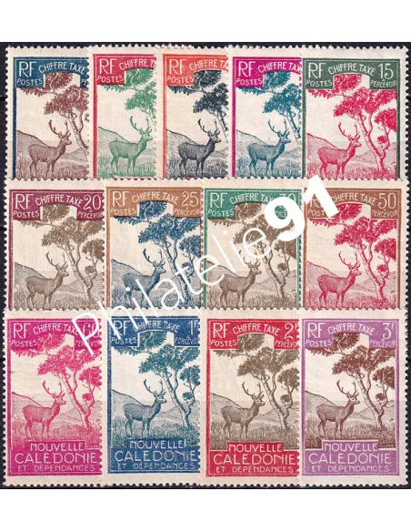Nouvelle Calédonie, timbres-taxe n° 26 à 38 charnière, Timbres Colonies françaises