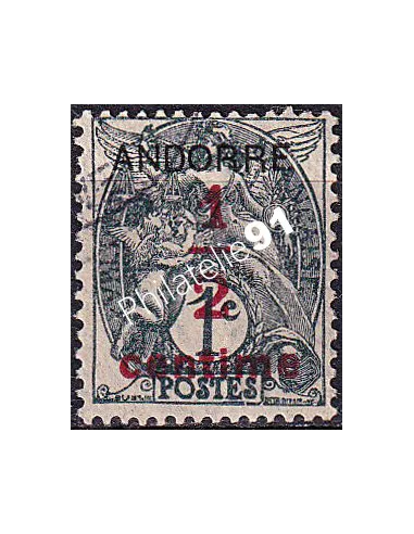 Timbre n° 1 oblitéré, collection timbres Andorre Français