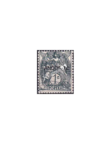 Timbre n° 2 oblitéré, collection timbres Andorre Français