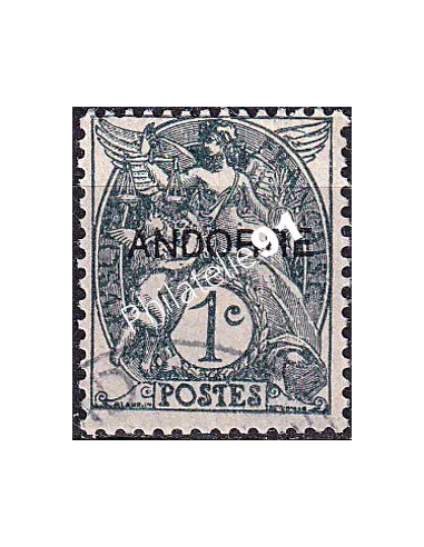 Timbre n° 2 oblitéré, collection timbres Andorre Français