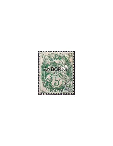 Timbre n° 5 oblitéré, collection timbres Andorre Français