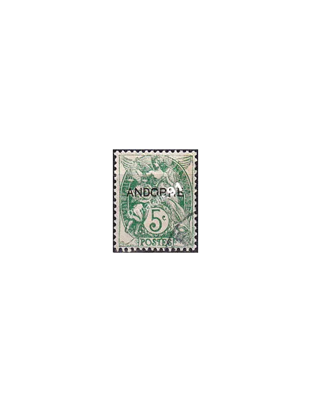 Timbre n° 5 oblitéré, collection timbres Andorre Français