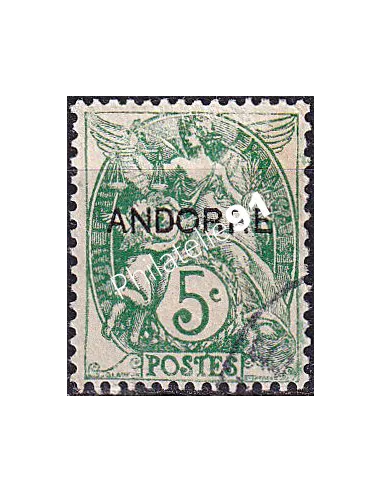 Timbre n° 5 oblitéré, collection timbres Andorre Français