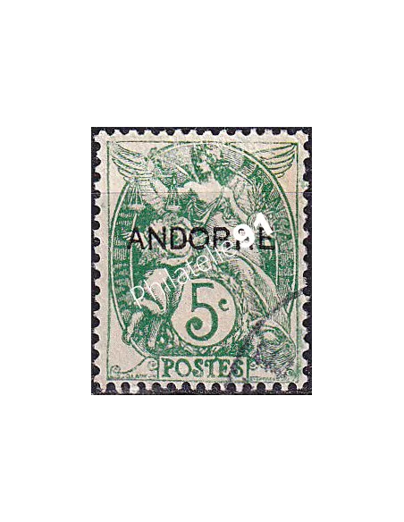 Timbre n° 5 oblitéré, collection timbres Andorre Français