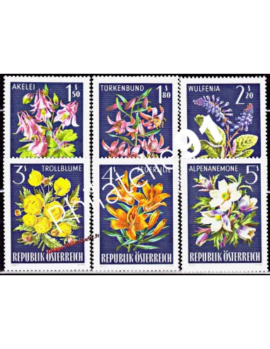 Timbres d'AUTRICHE n° 1044 à 1049 - Fleurs des Alpes