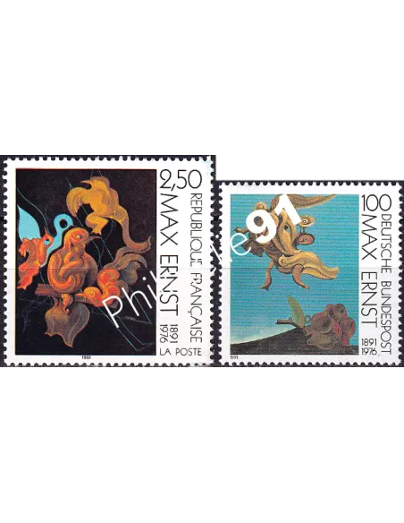 Émission commune, France-Allemagne, n° 2727 et 1401, timbres Europe