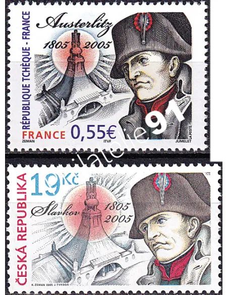 Émission commune, France-Rép. Tchèque, n° 3782 et 399, timbres Europe