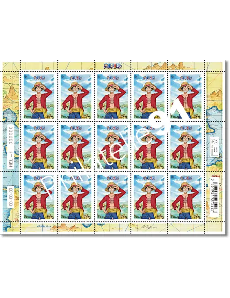 Feuille One Piece - Luffy, Manga, timbres de France