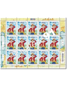 Feuille One Piece - Luffy, Manga, timbres de France