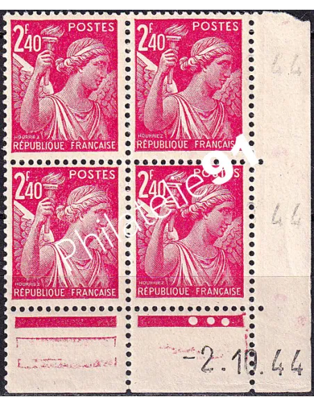 Coin daté du timbre n° 654, collection timbres France