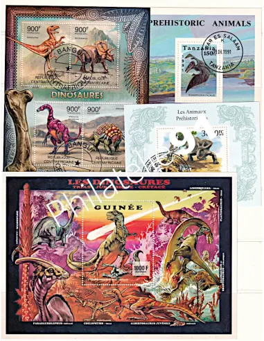 Lot de timbres thématique dinosaures , timbres thématiques