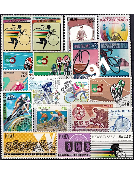 Lot de timbres thématique vélos, collections thématiques