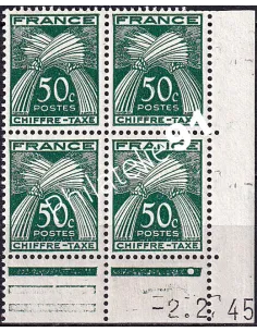 Coin daté du timbre-taxe n° 69, collection timbres France