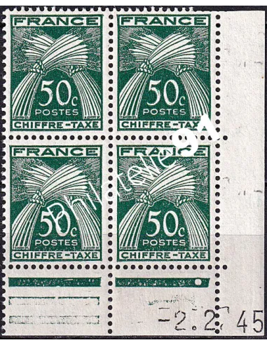 Coin daté du timbre-taxe n° 69, collection timbres France