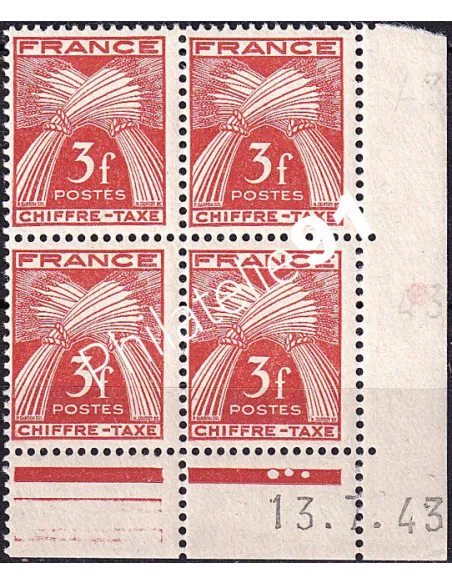 Coin daté du timbre-taxe n° 73, collection timbres France