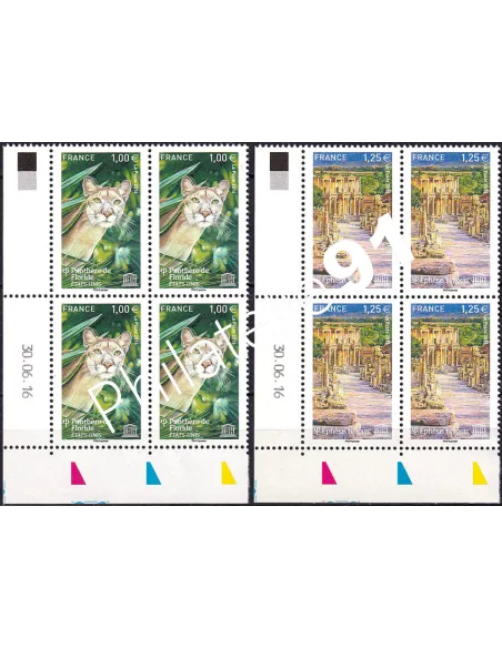 Coins datés des timbres de Service n° 166 à 167, timbres France