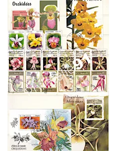 Lot de timbres thématique orchidées
