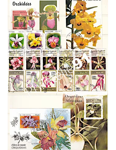Lot de timbres thématique orchidées