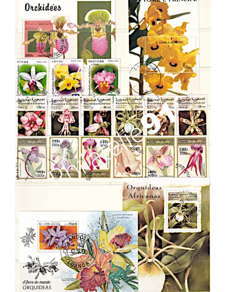 Lot de timbres thématique orchidées