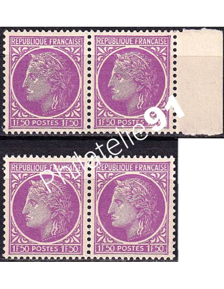 Variété sur paire de timbres n° 679, collection timbres France