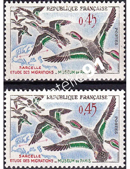 Variété sur timbre n° 1275, collection timbres France