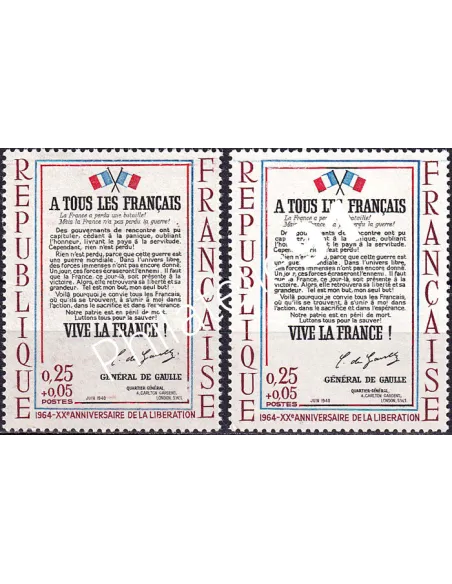 Variété sur timbre n° 1408, collection timbres France