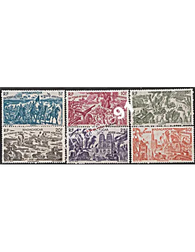 Timbres de MADAGASCAR P.A. n° 66 à 71, du Tchad au Rhin, collection timbres colonies