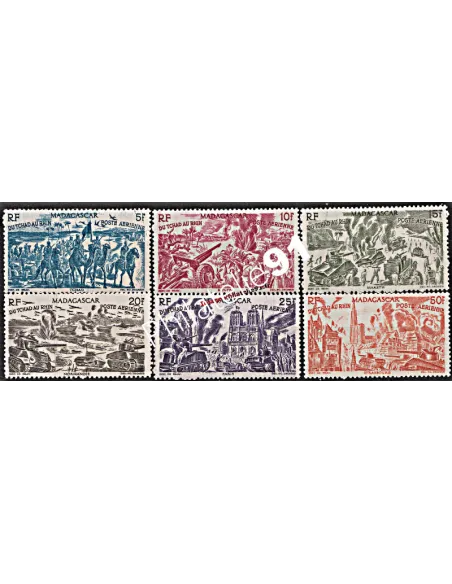 Timbres de MADAGASCAR P.A. n° 66 à 71, du Tchad au Rhin, collection timbres colonies