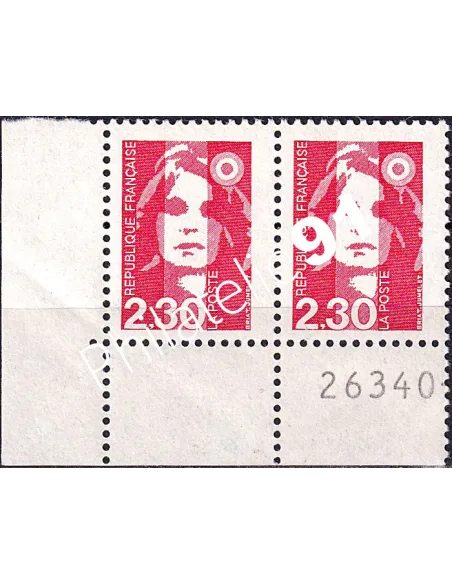 Variété sur paire de timbres n° 2614, collection timbres France