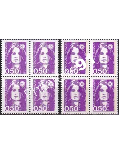 Variété sur bloc de 4 timbres n° 2619, collection timbres France