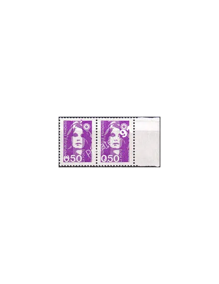 Variété sur paire de timbres n° 2619 (d+h), collection timbres France