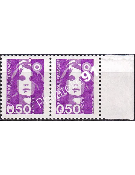 Variété sur paire de timbres n° 2619 (d+h), collection timbres France