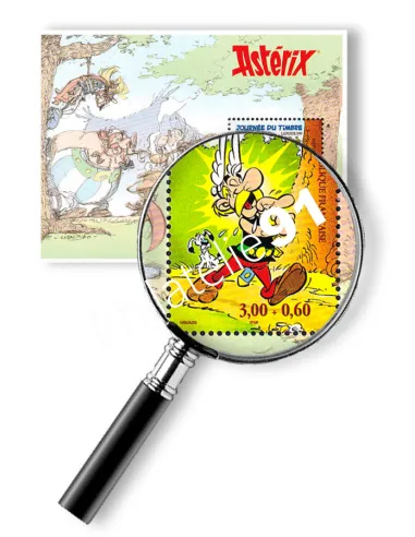 Variété sur le BF n° 22, Astérix, signé, collection timbres France