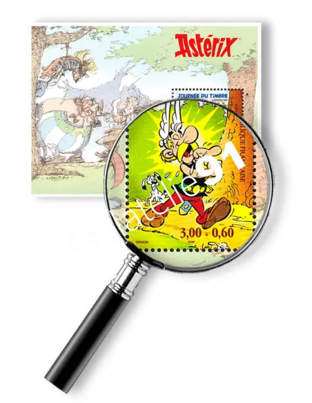 Variété sur le BF n° 22, Astérix, signé, collection timbres France