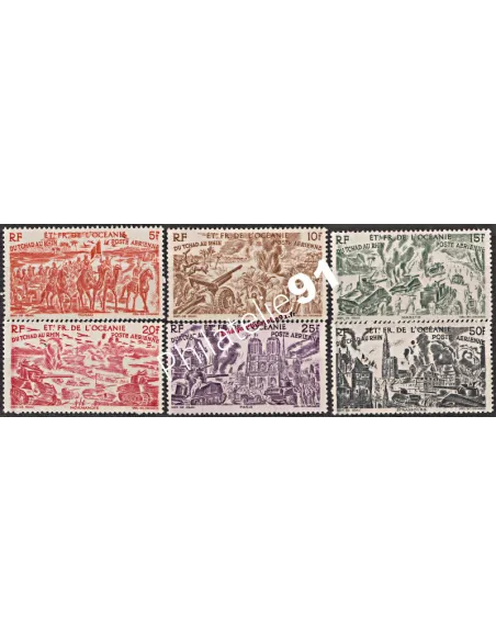 OCEANIE P.A. n° 20 à 25, Tchad au Rhin, timbres des colonies françaises