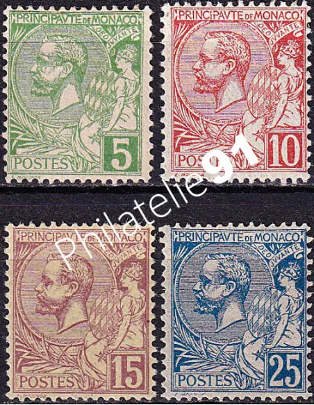 Monaco, n° 22 à 25 charnière, collection timbres Monaco