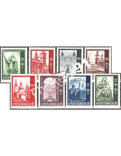 Timbres neufs d’Autriche n° 755 à 762 - Reconstruction de la Cathédrale de Salzbourg