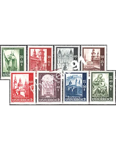 Timbres neufs d’Autriche n° 755 à 762 - Reconstruction de la Cathédrale de Salzbourg